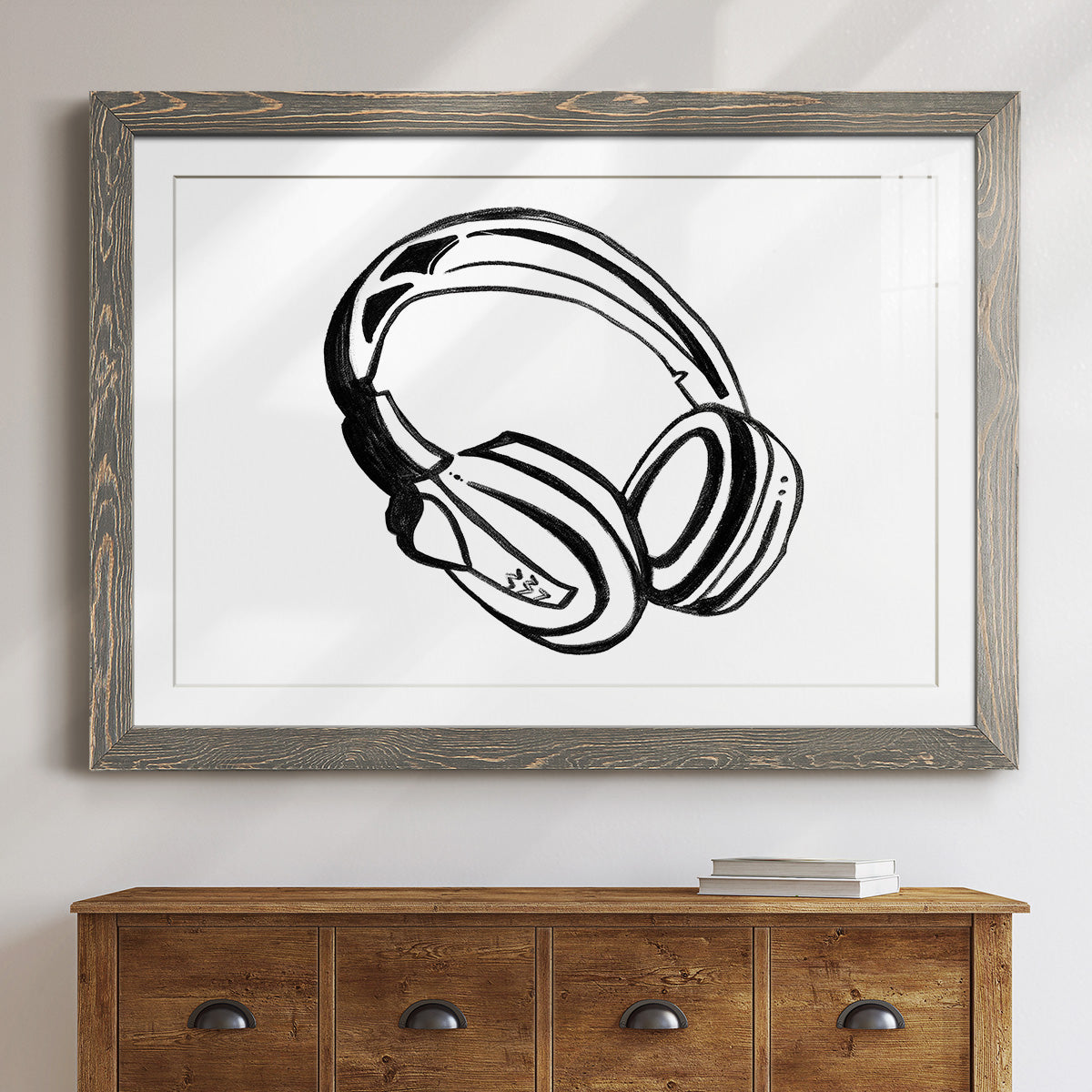 Headphones Sketch-Premium Framed Print - Ready to Hang
