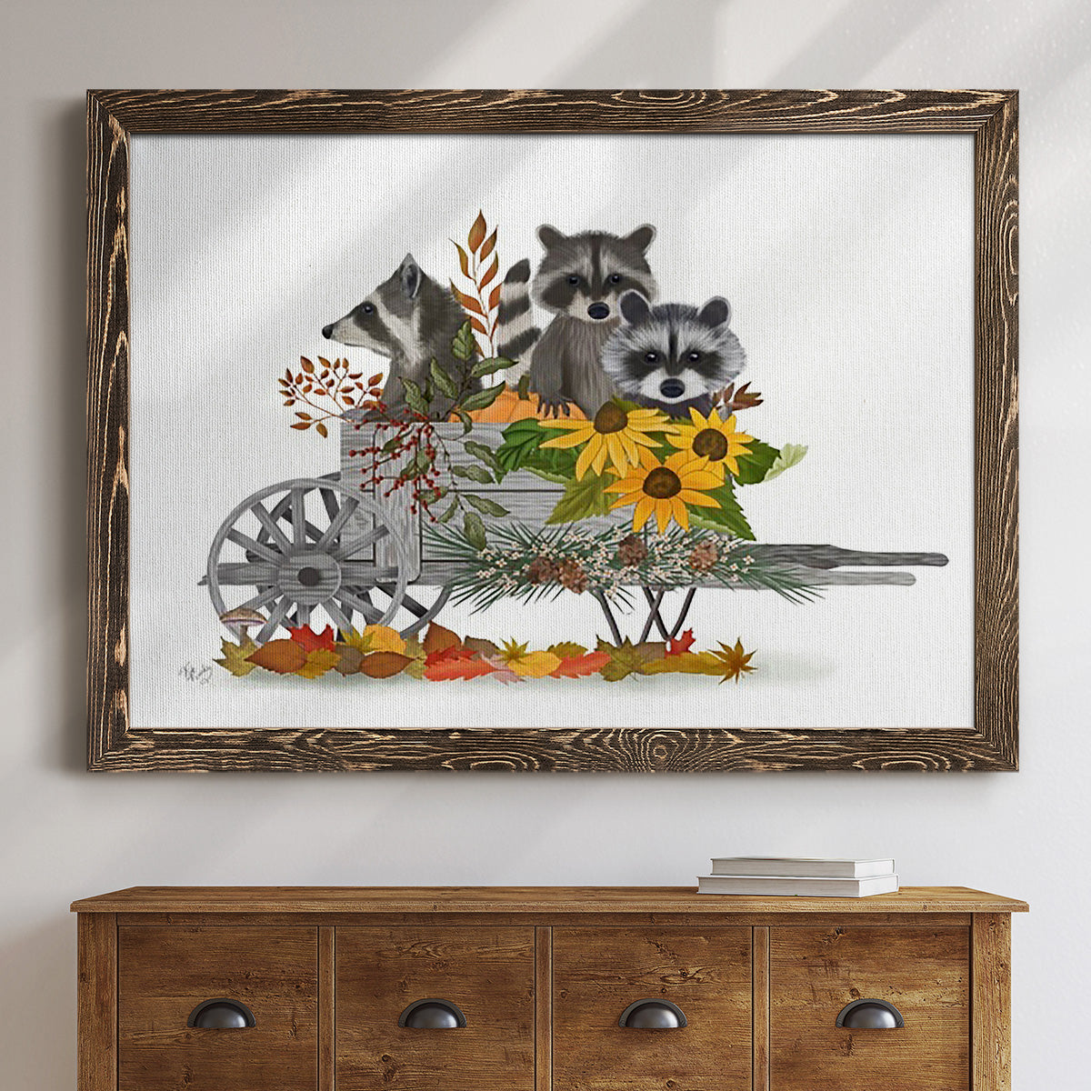 Raccoon Wheelbarrow-Premium Framed Canvas - Ready to Hang