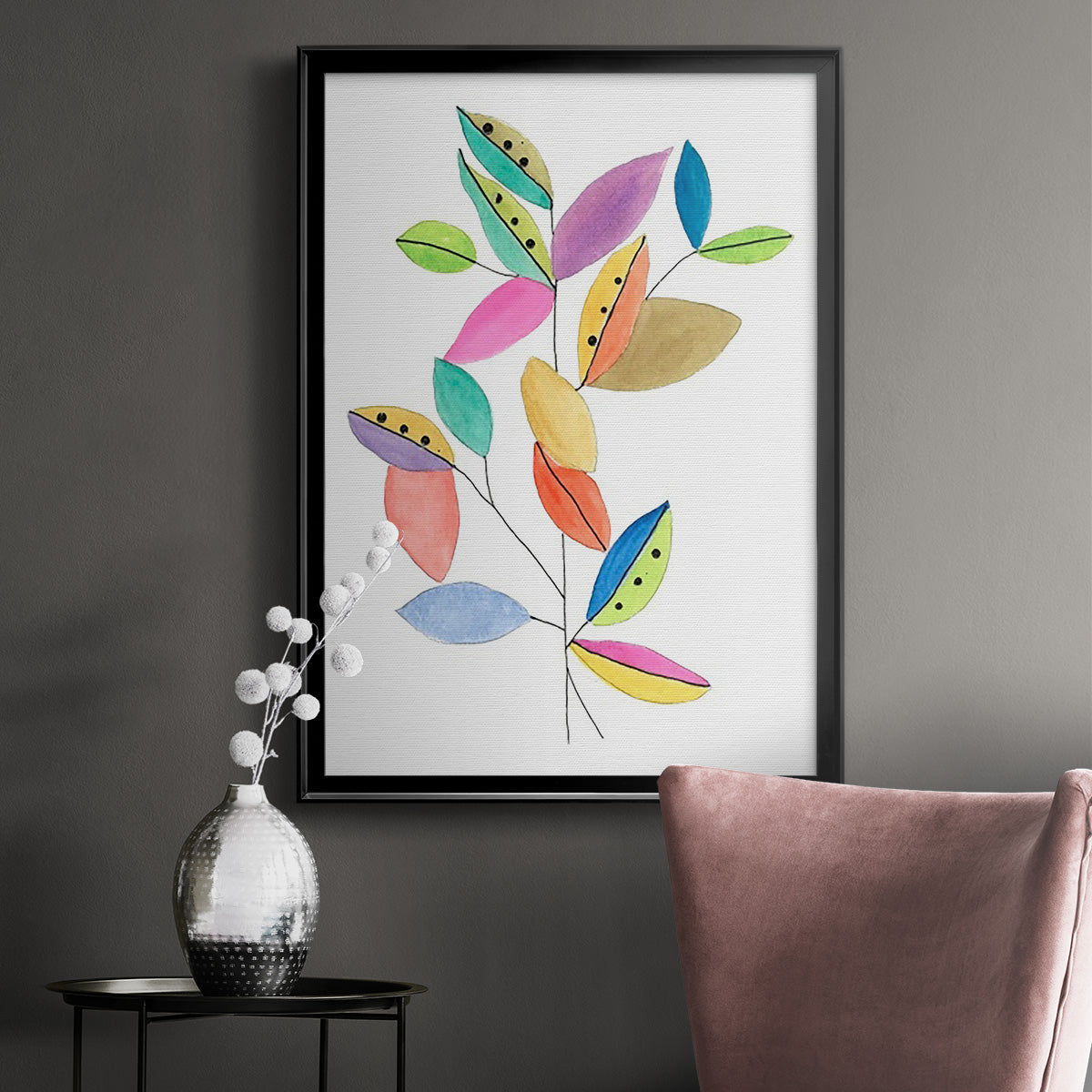 Color Pop Leaves II Premium Framed Print - Ready to Hang