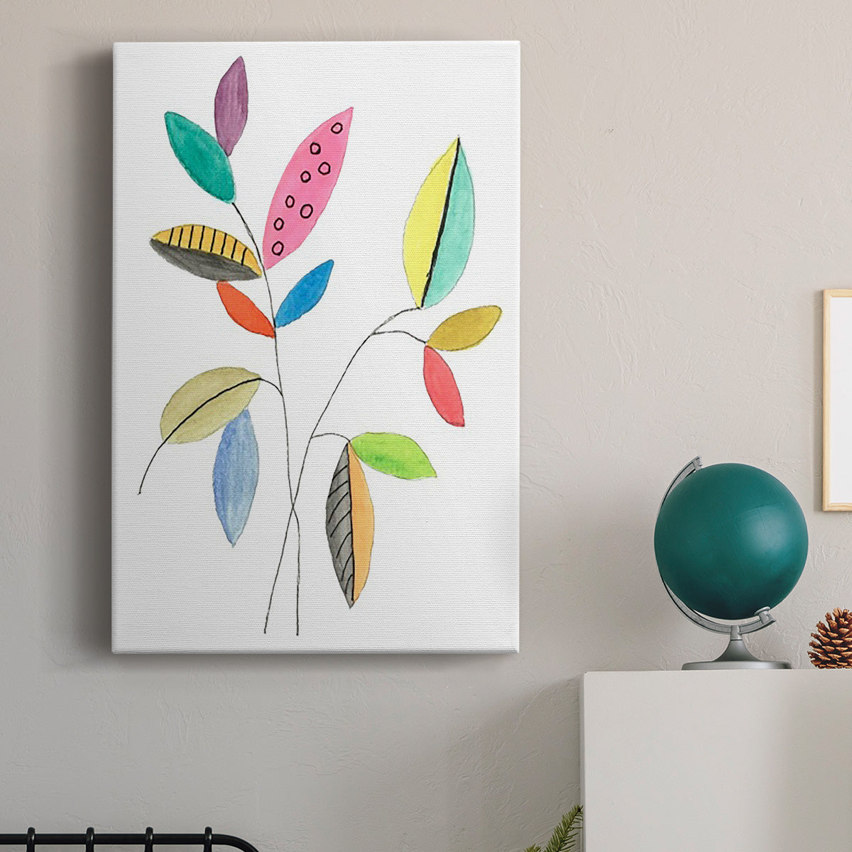 Color Pop Leaves III Premium Gallery Wrapped Canvas - Ready to Hang