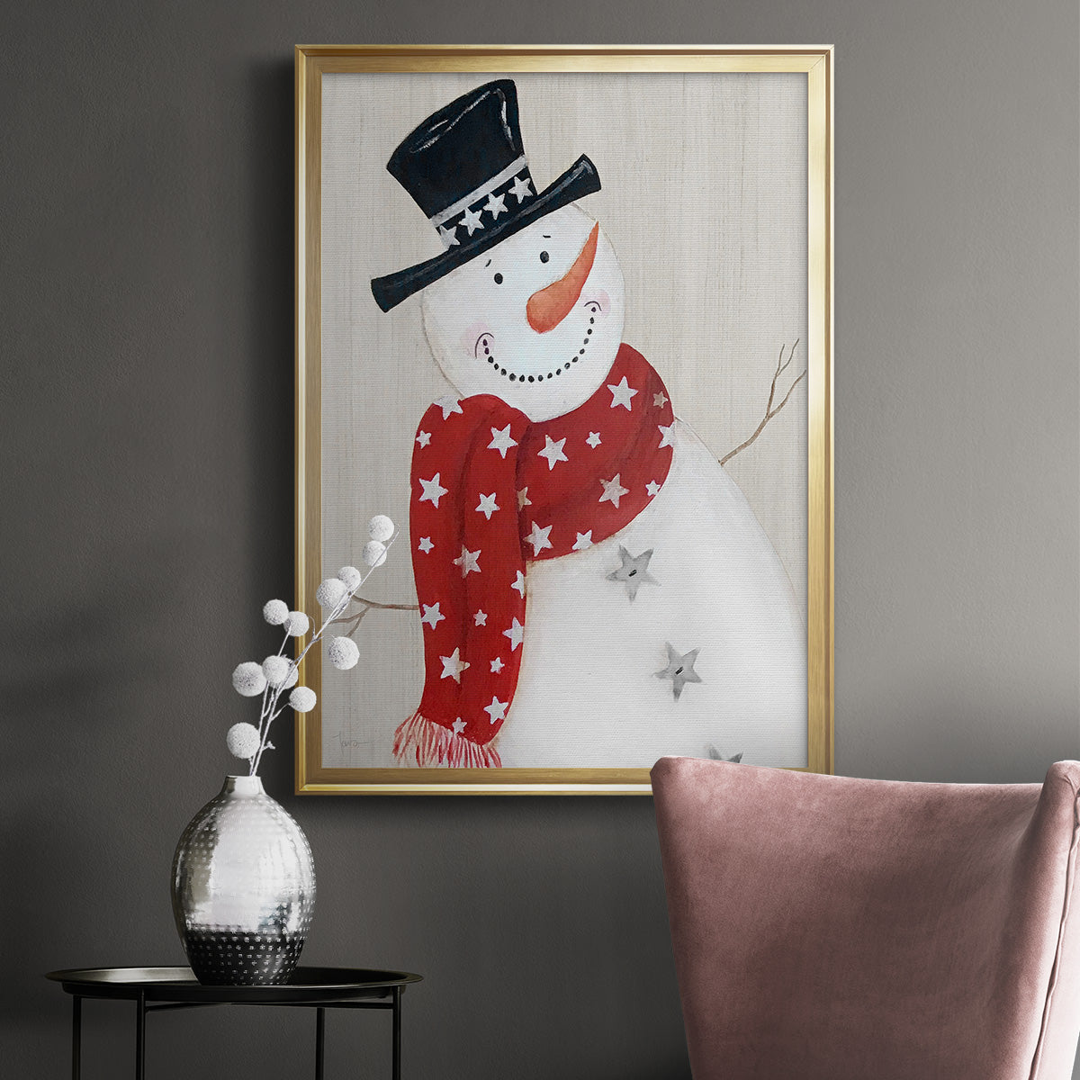 Festive Snowman I Premium Framed Print - Ready to Hang