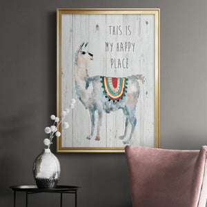 Llama Happy Place Premium Framed Print - Ready to Hang