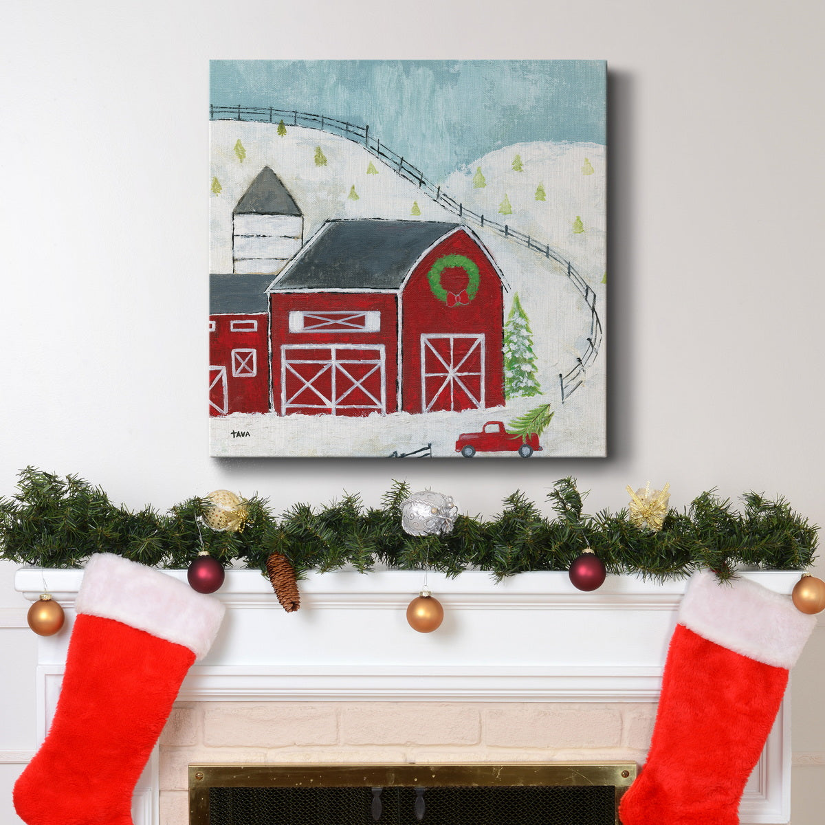 Christmas Barn-Premium Gallery Wrapped Canvas - Ready to Hang