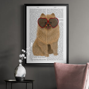 Pomeranian and Heart Glasses Premium Framed Print - Ready to Hang