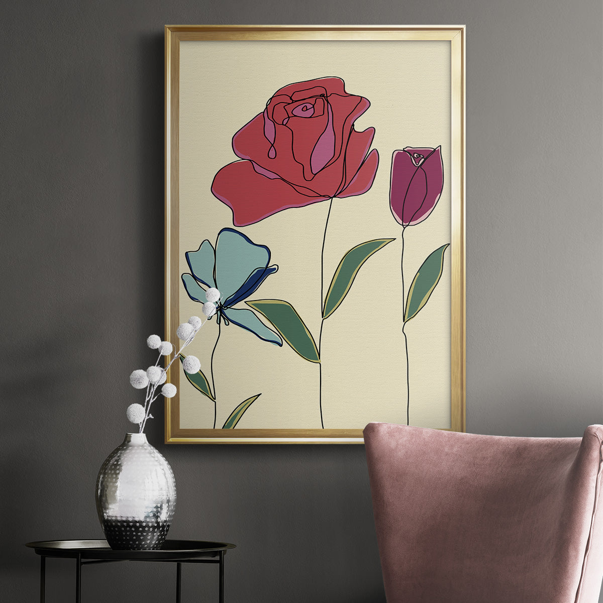 Colored Floral I Premium Framed Print - Ready to Hang