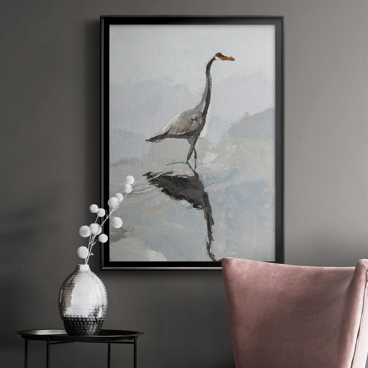 Heron Premium Framed Print - Ready to Hang