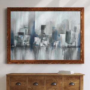 Cityscape in Blues-Premium Framed Canvas - Ready to Hang
