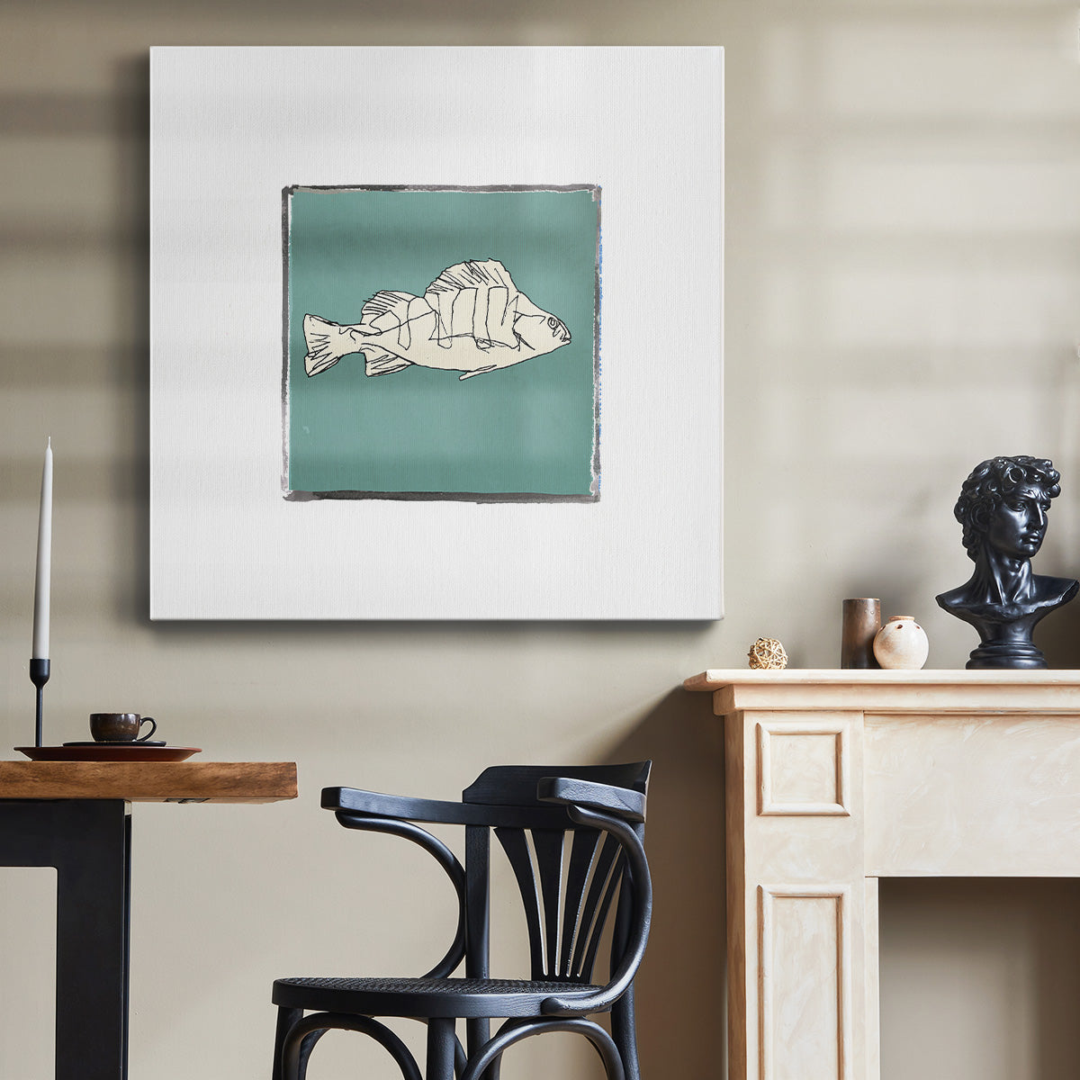 Block Print Fish III-Premium Gallery Wrapped Canvas - Ready to Hang