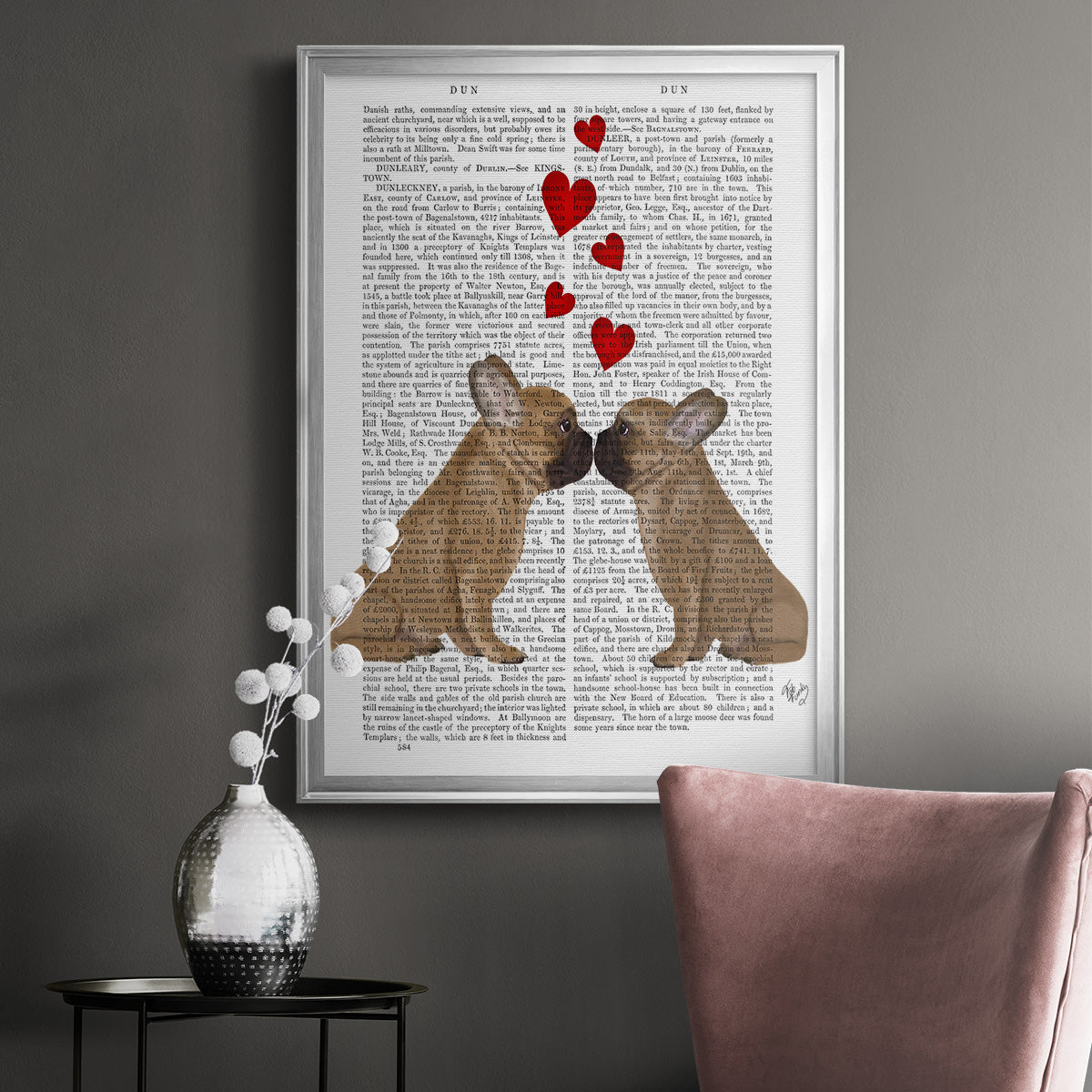 French Kiss and Hearts Premium Framed Print - Ready to Hang