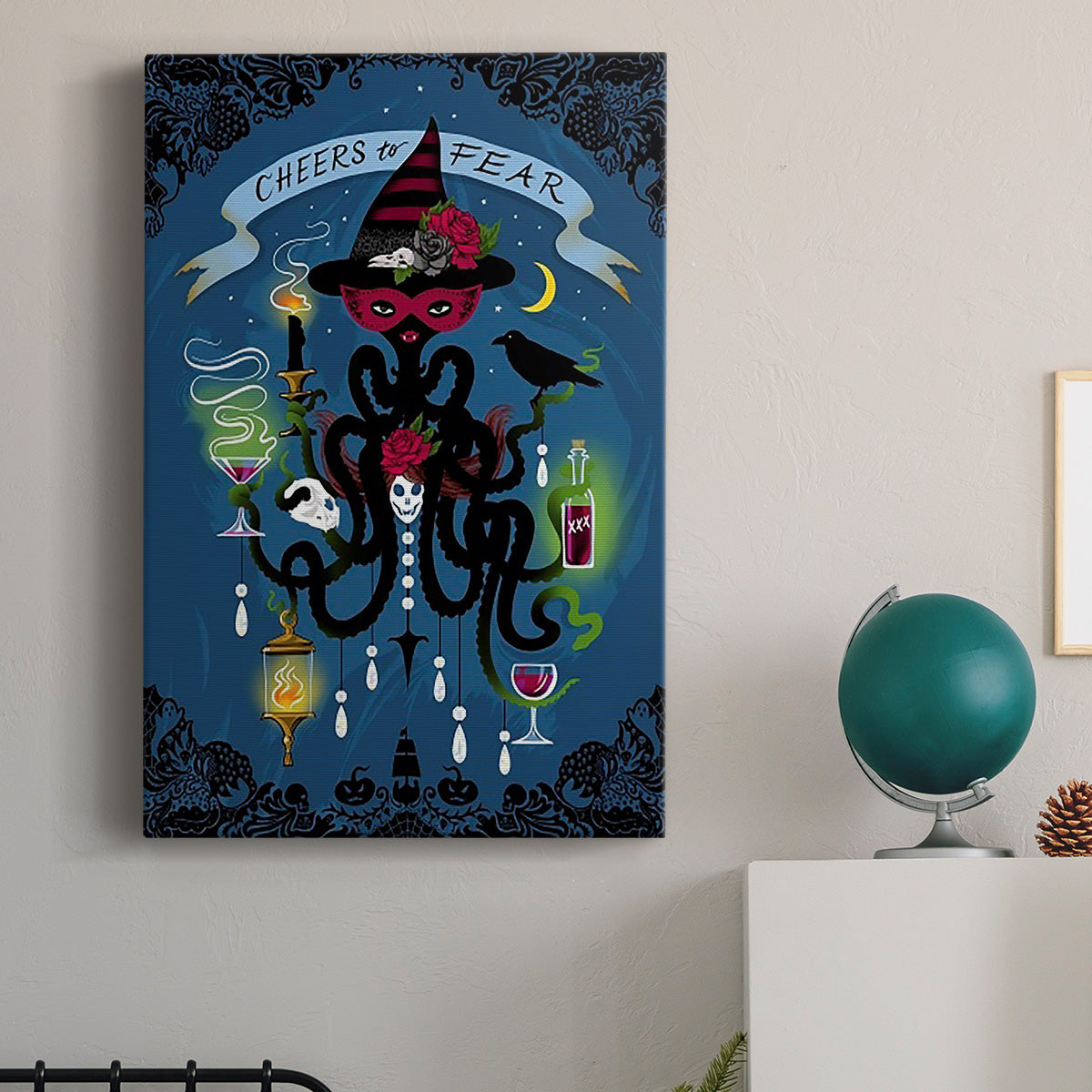 Spooky Cephalopod Chandeliers I Premium Gallery Wrapped Canvas - Ready to Hang