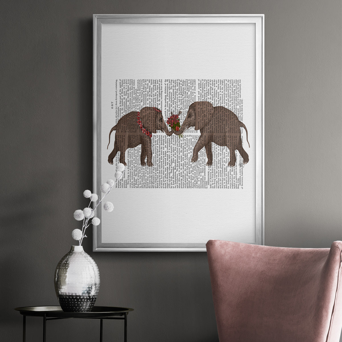 Elephant Bouquet, Landscape Premium Framed Print - Ready to Hang