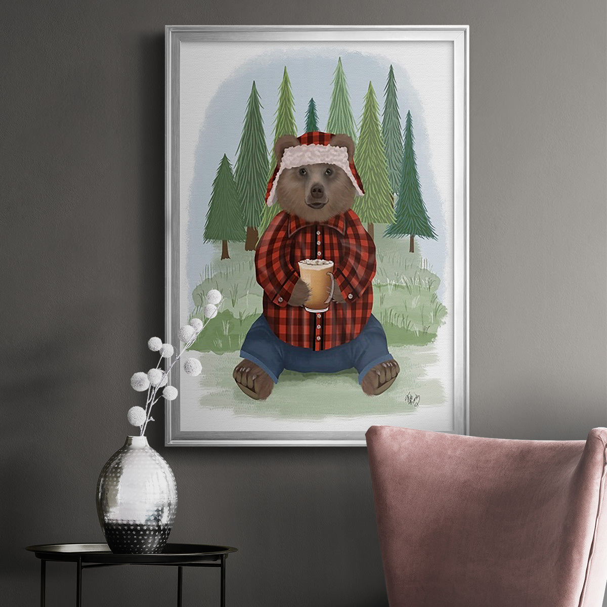 Lumberjack Bear Latte Premium Framed Print - Ready to Hang