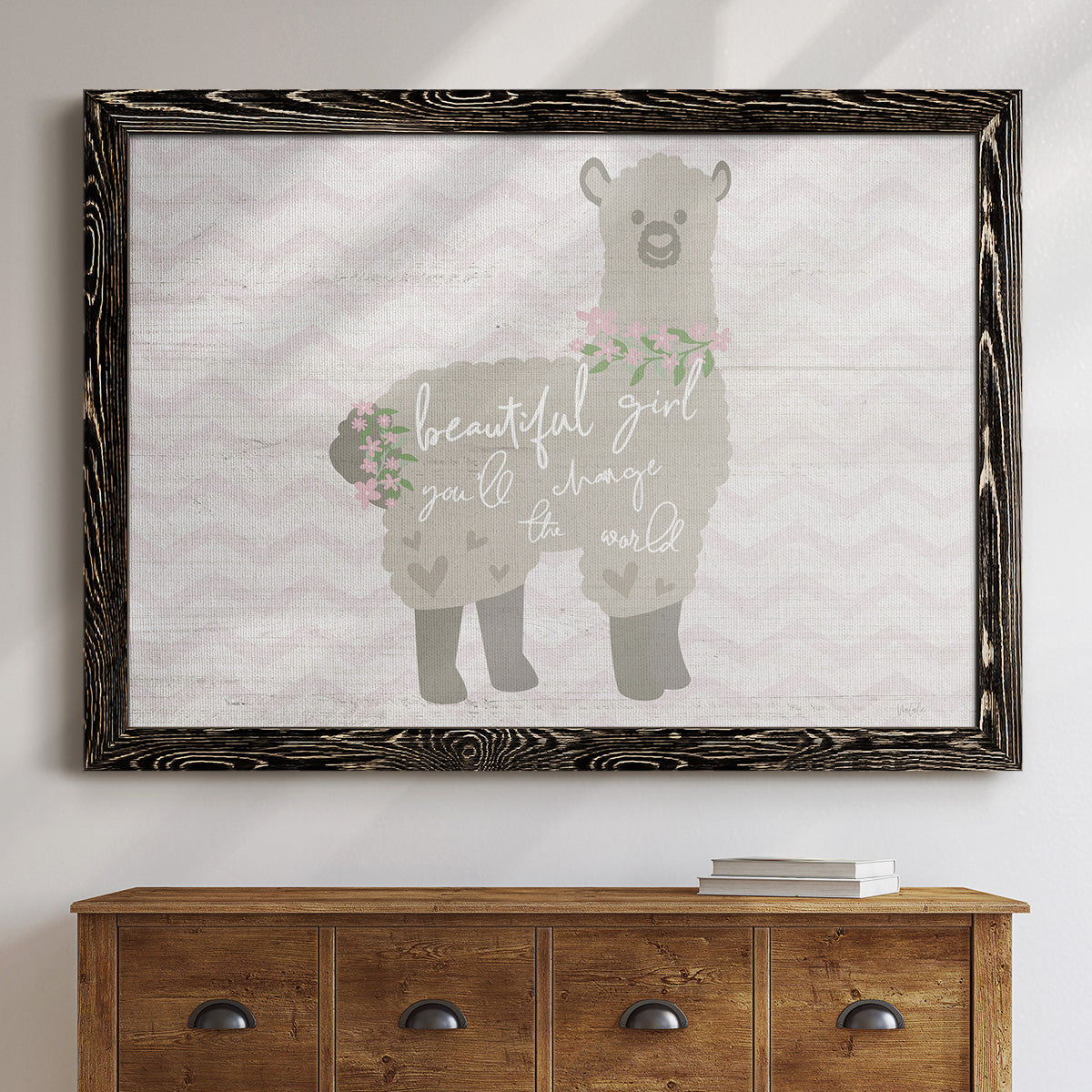 Floral Llama-Premium Framed Canvas - Ready to Hang