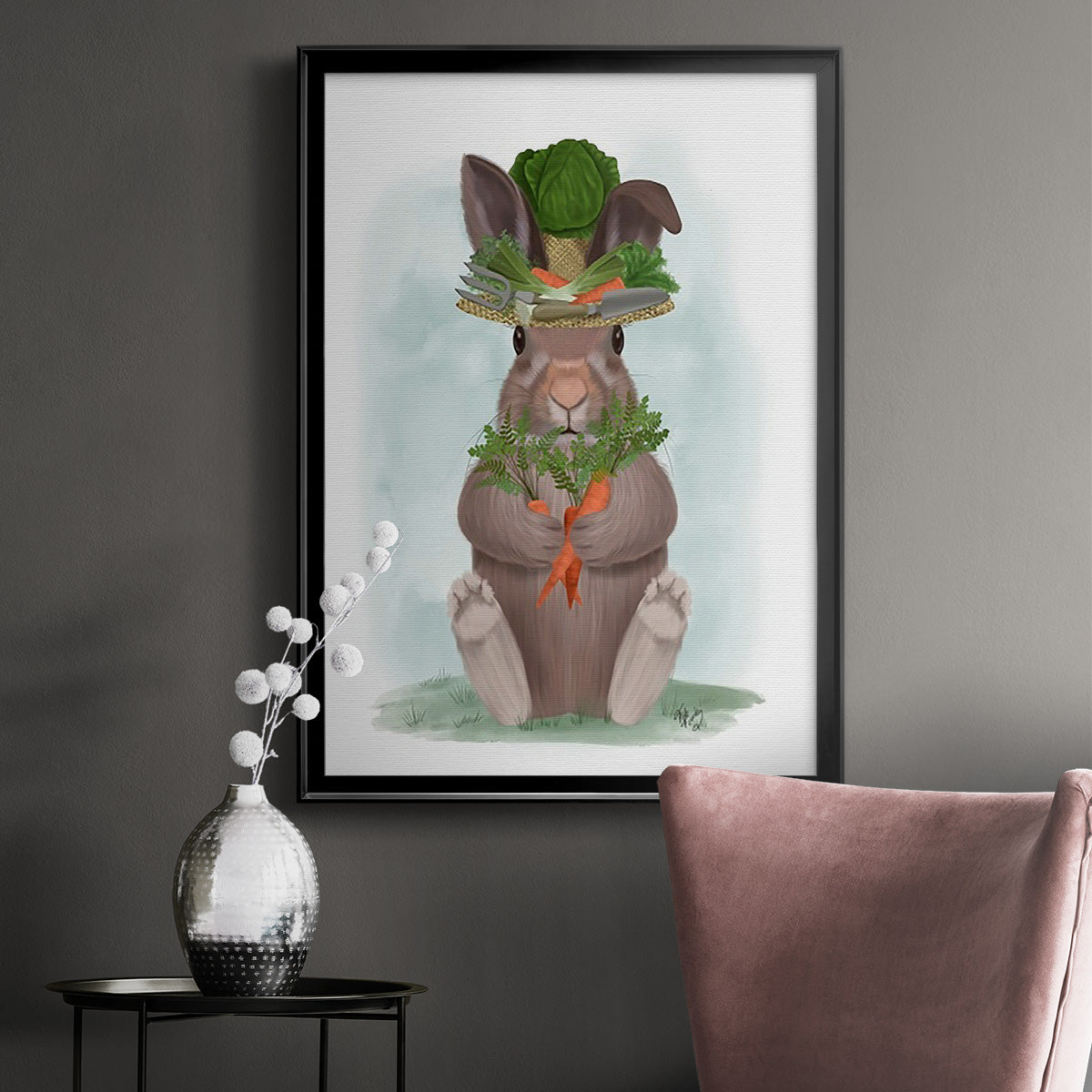 Rabbit Carrot Hat Premium Framed Print - Ready to Hang