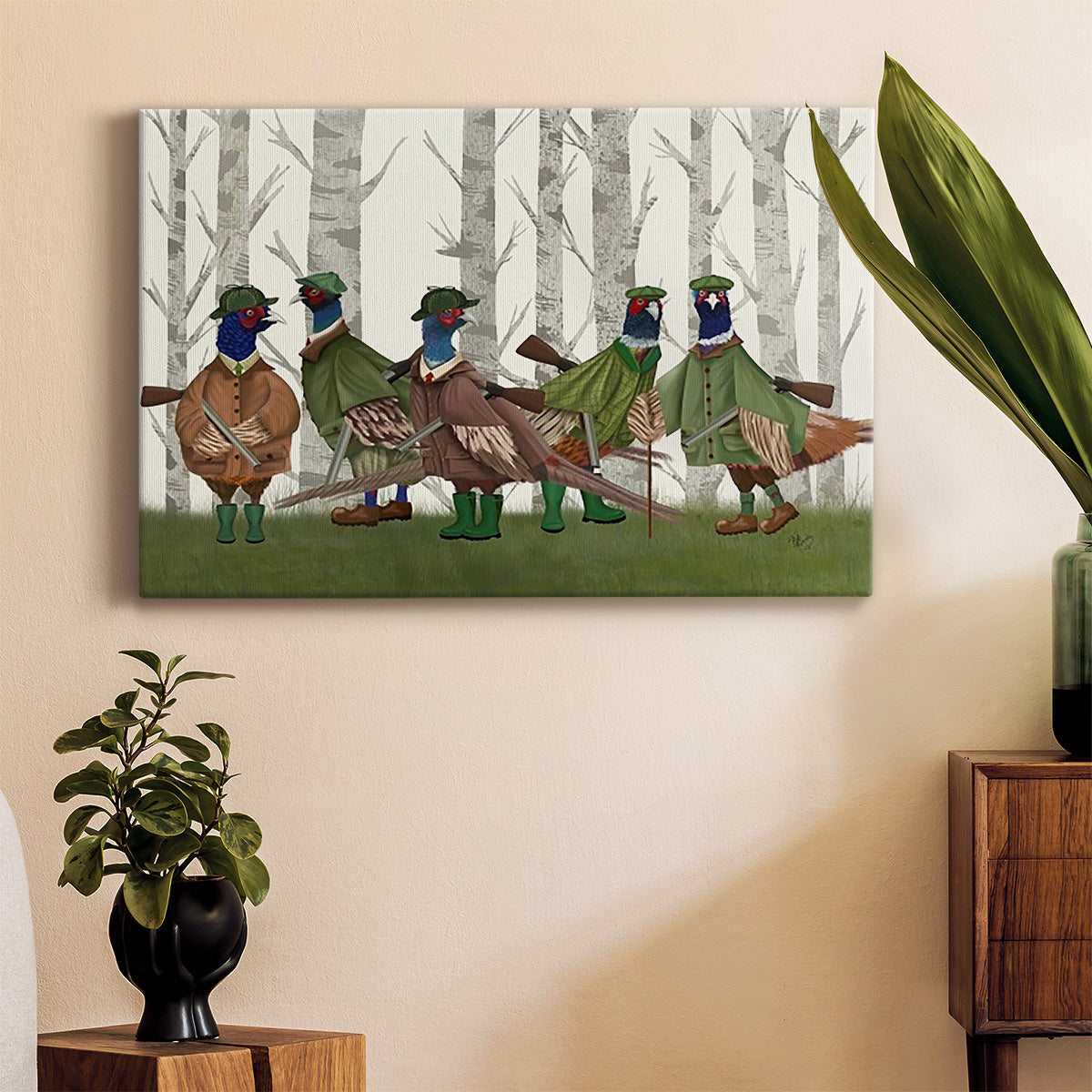 Pheasant Shooting Party Group 3 Premium Gallery Wrapped Canvas - Ready to Hang