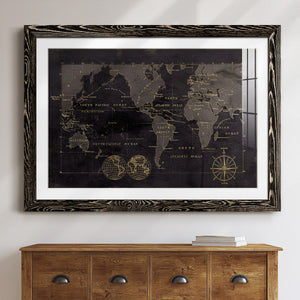 Black Gold Map-Premium Framed Print - Ready to Hang