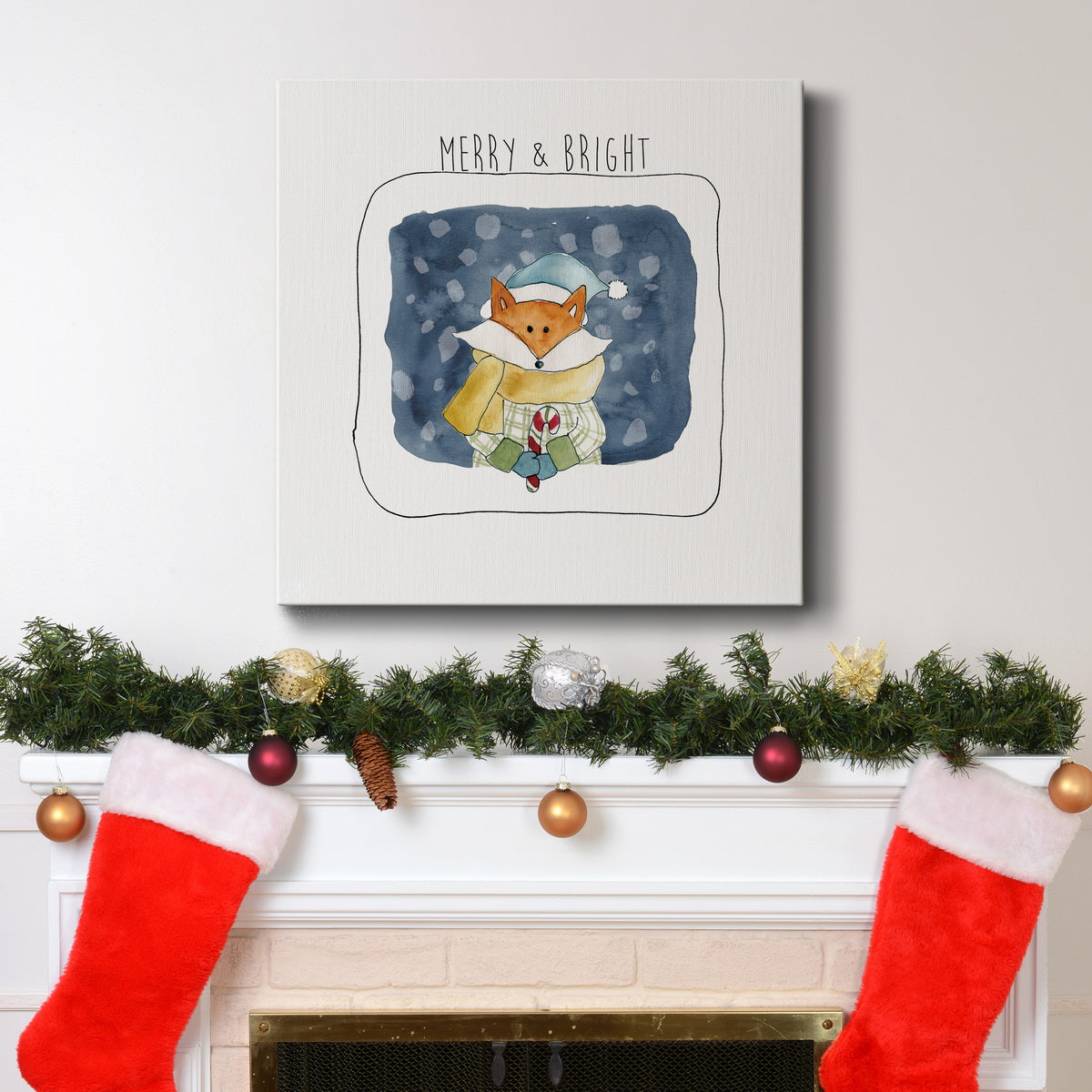 Christmas Fox-Premium Gallery Wrapped Canvas - Ready to Hang