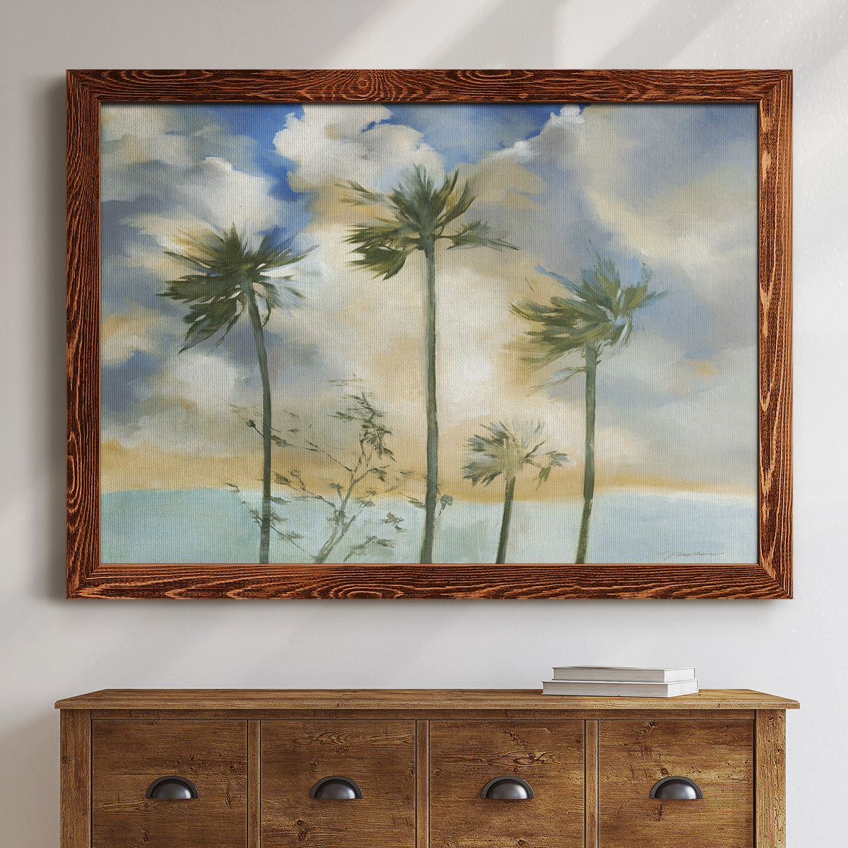 Palms in the Wind-Premium Framed Canvas - Ready to Hang