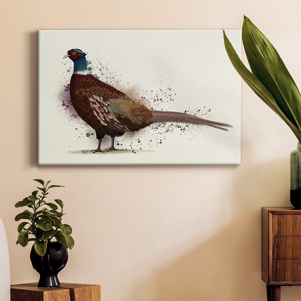 Pheasant Splash 1 Premium Gallery Wrapped Canvas - Ready to Hang