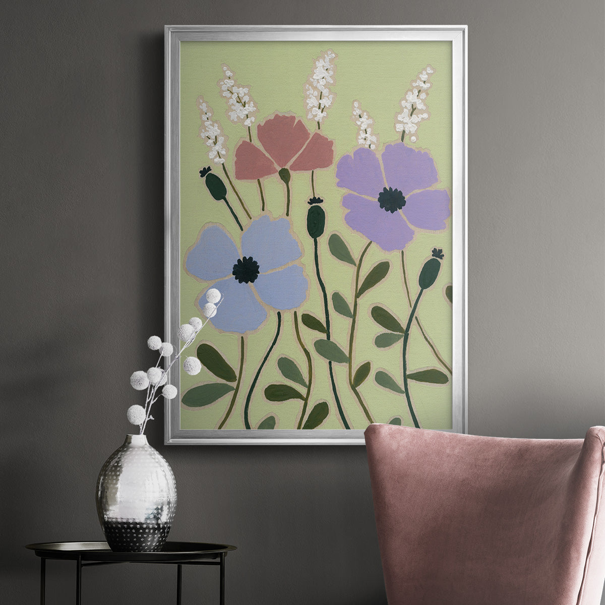 Woodblock Floral III Premium Framed Print - Ready to Hang