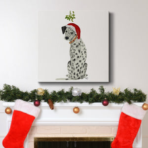 Christmas Des - Dalmatian Mistletoe-Premium Gallery Wrapped Canvas - Ready to Hang
