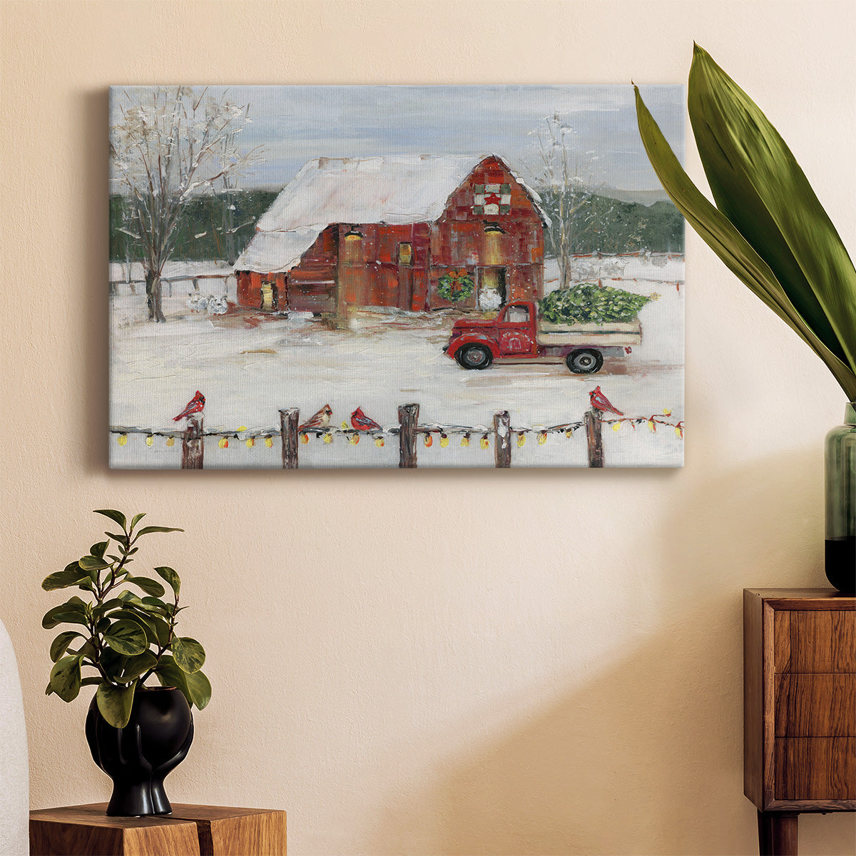 Christmas Farmyard Premium Gallery Wrapped Canvas - Ready to Hang