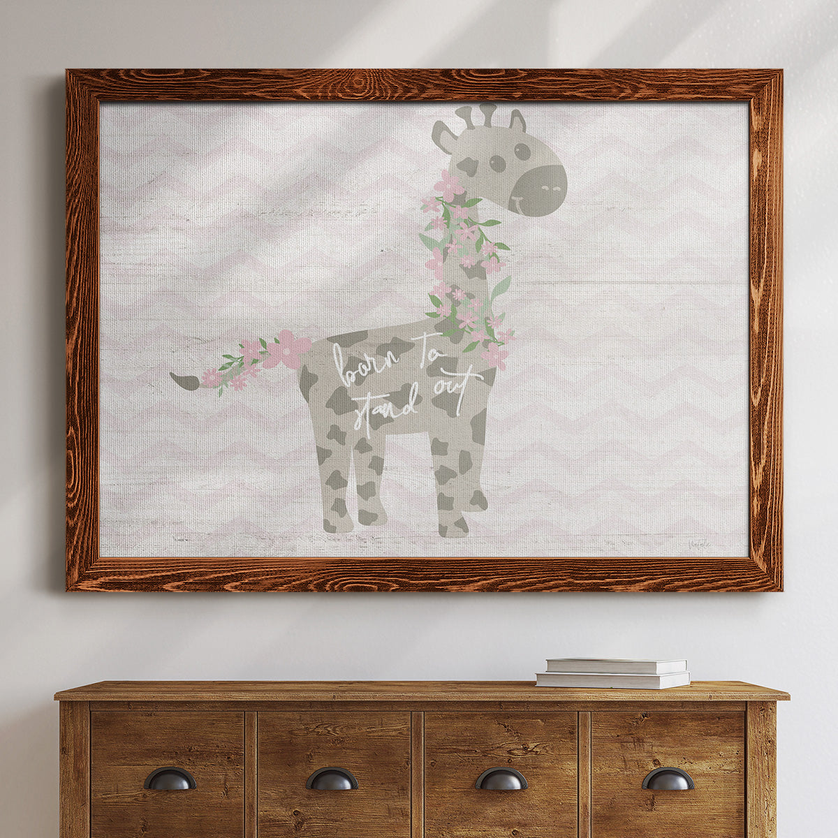 Floral Giraffe-Premium Framed Canvas - Ready to Hang