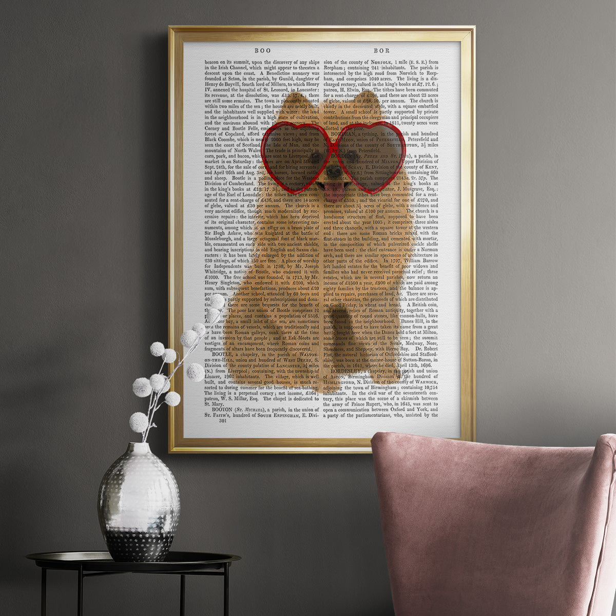 Pomeranian and Heart Glasses Premium Framed Print - Ready to Hang