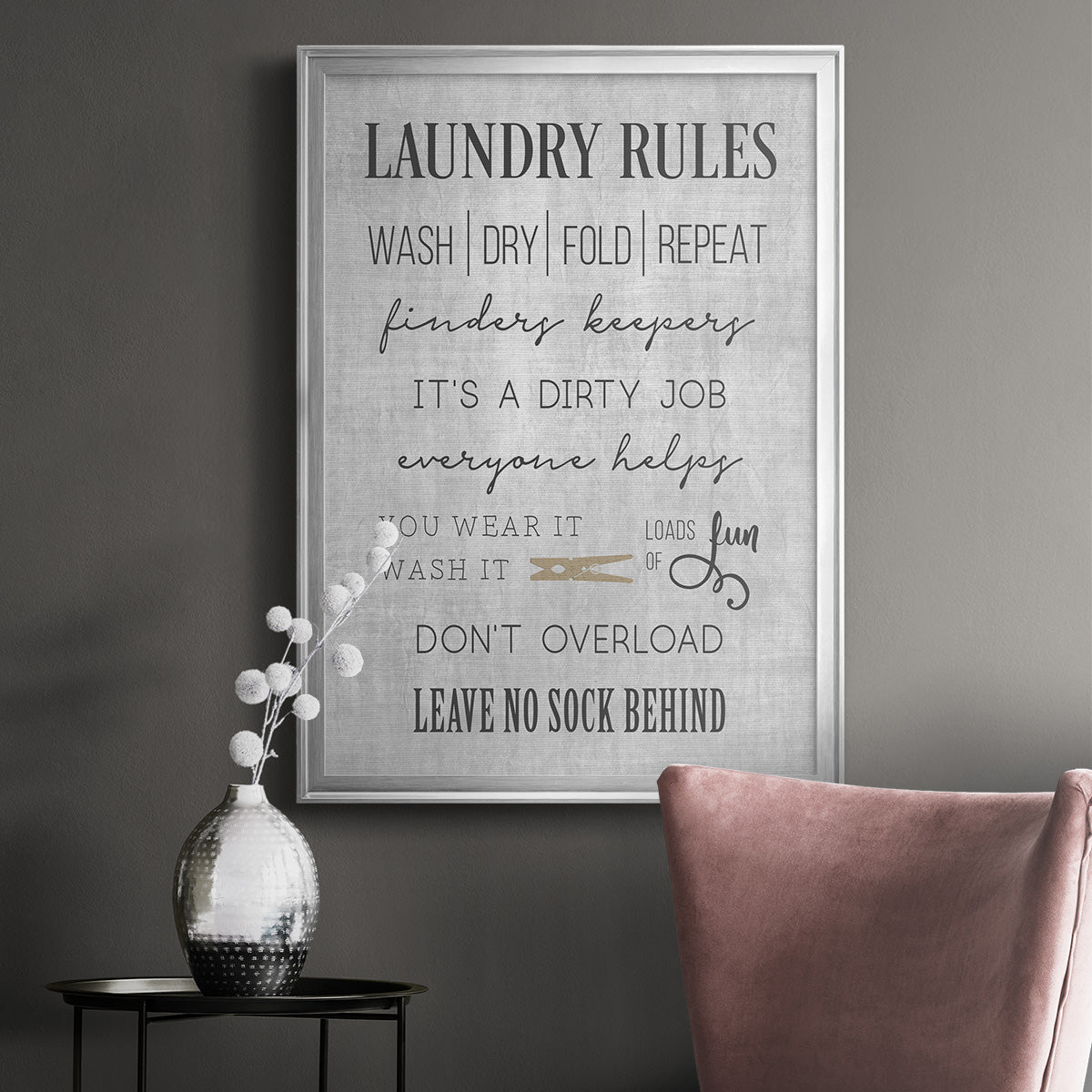 Neutral Laundry Rules Premium Framed Print - Ready to Hang