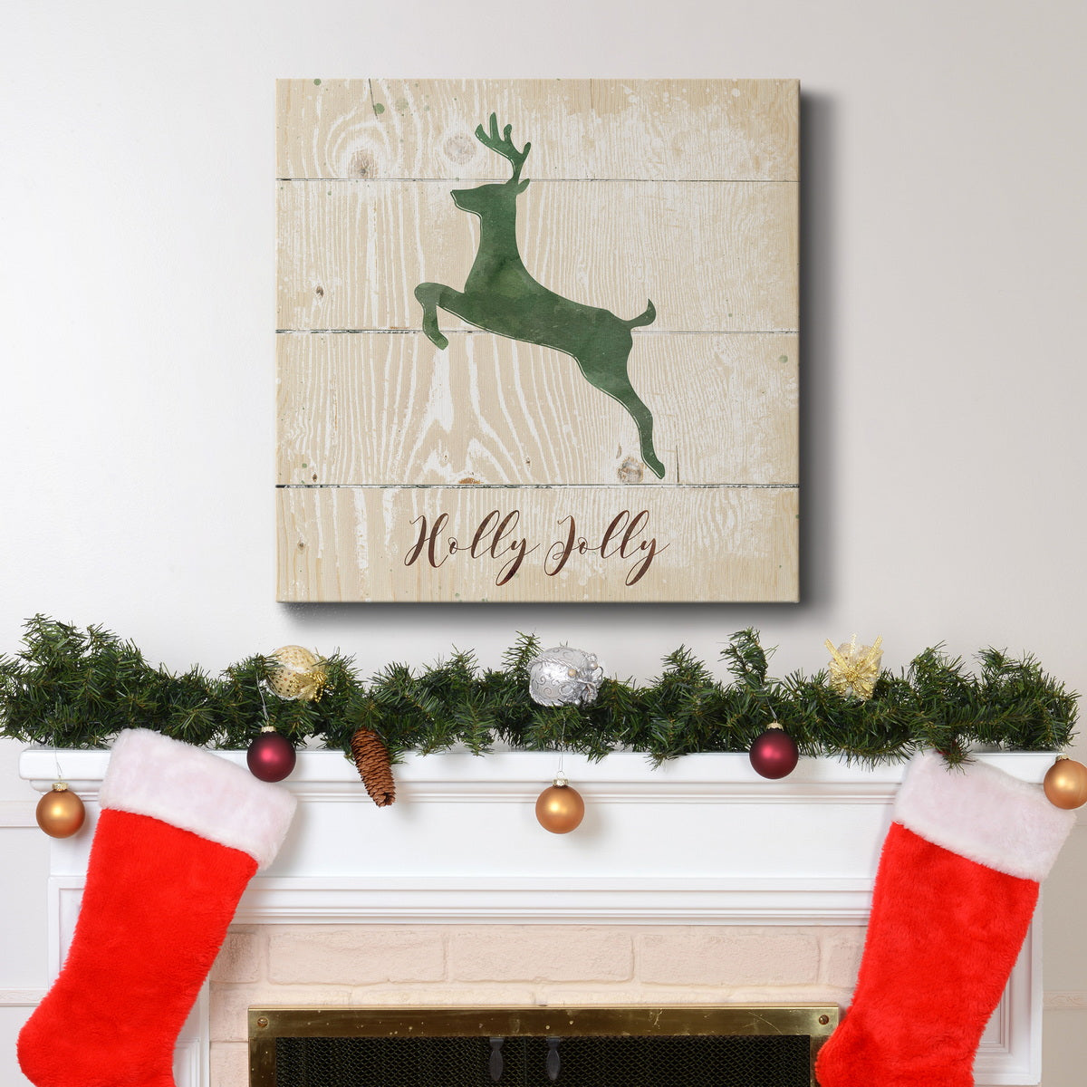 Holly Jolly Reindeer-Premium Gallery Wrapped Canvas - Ready to Hang
