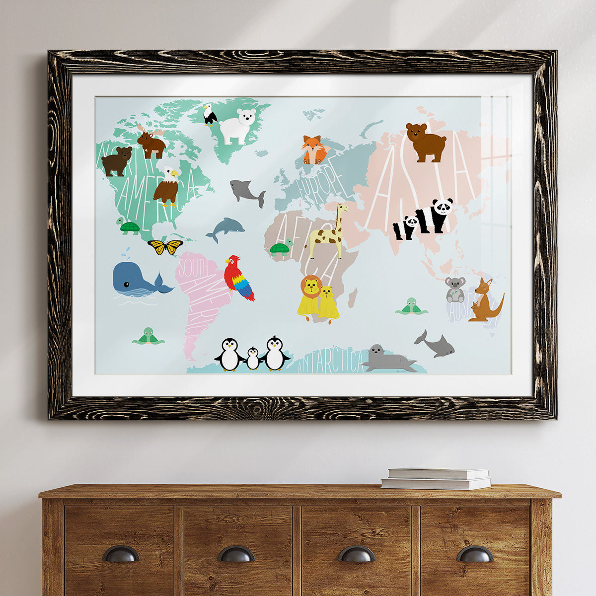 Animal Map-Premium Framed Print - Ready to Hang
