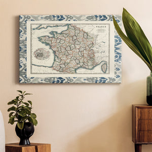 Bordered Map of France Premium Gallery Wrapped Canvas - Ready to Hang