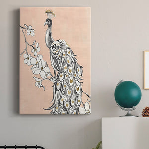 Peacock in Gold II Premium Gallery Wrapped Canvas - Ready to Hang