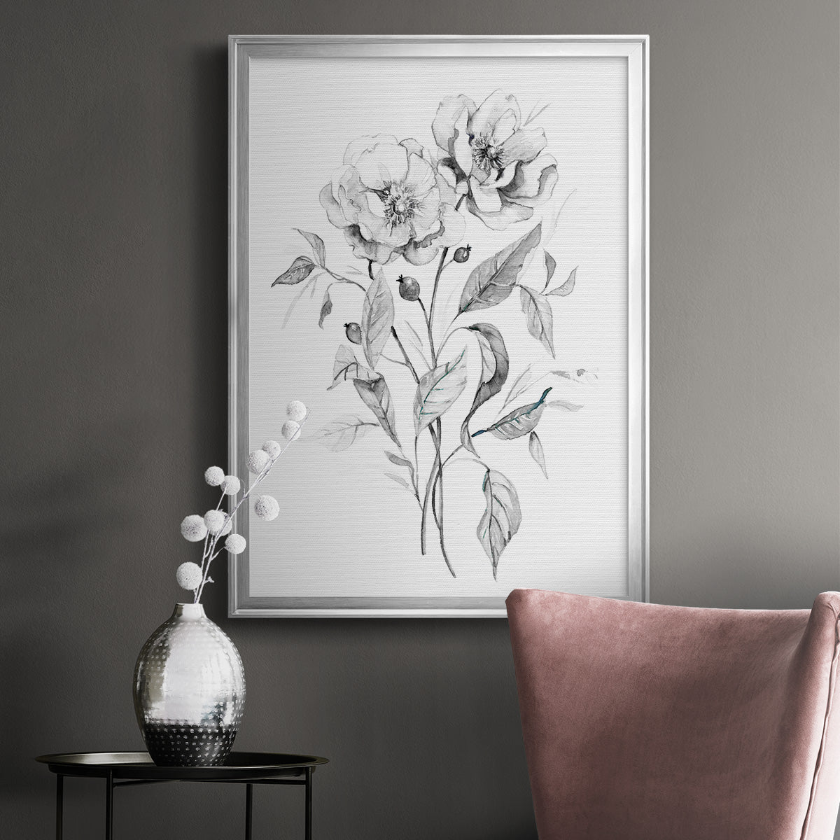 Wild Roses Sketch Premium Framed Print - Ready to Hang
