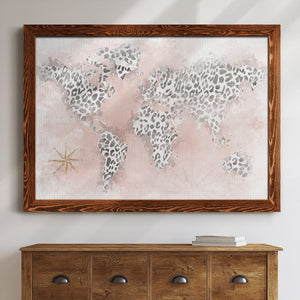 Pink Cheetah Map-Premium Framed Canvas - Ready to Hang