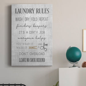 Neutral Laundry Rules Premium Gallery Wrapped Canvas - Ready to Hang