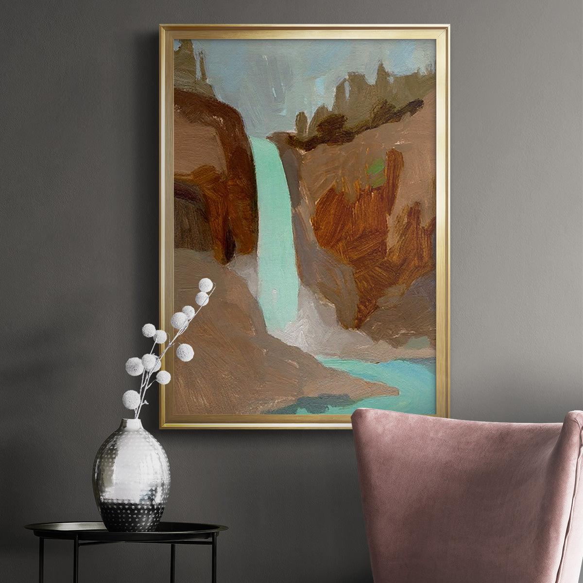 Turquoise Falls I Premium Framed Print - Ready to Hang