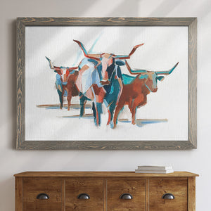 Modern Longhorns I-Premium Framed Canvas - Ready to Hang