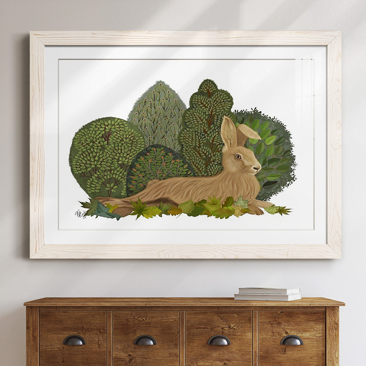 Hare Reclining in Leaves-Premium Framed Print - Ready to Hang