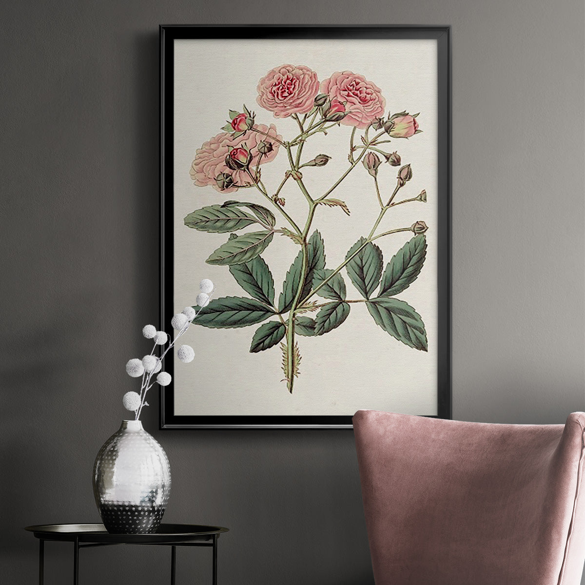 Pink Floral Mix V Premium Framed Print - Ready to Hang