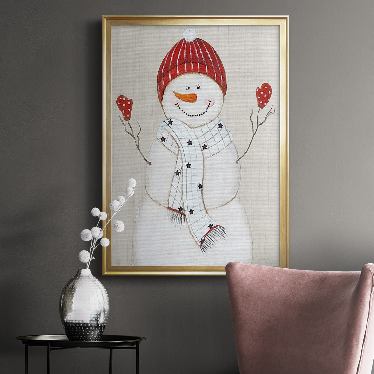 Festive Snowman III Premium Framed Print - Ready to Hang