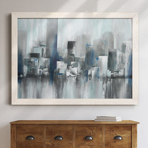Cityscape in Blues-Premium Framed Canvas - Ready to Hang