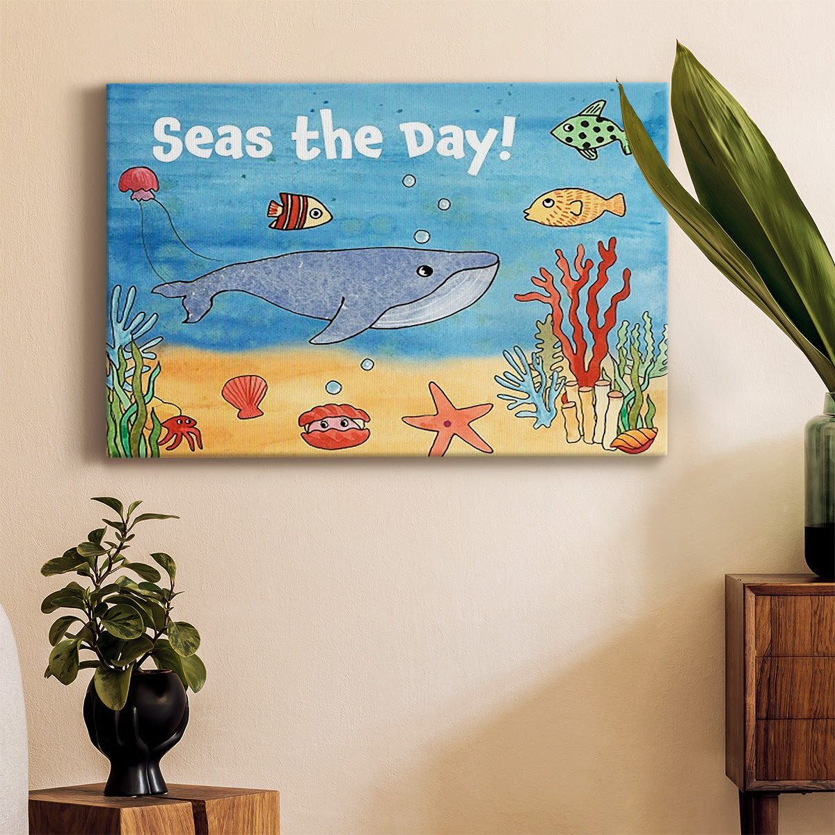 Cute Sea Creatures II Premium Gallery Wrapped Canvas - Ready to Hang