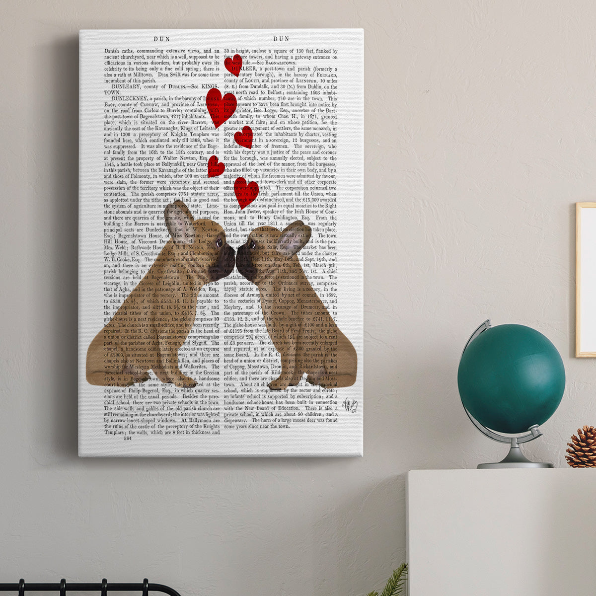 French Kiss and Hearts Premium Gallery Wrapped Canvas - Ready to Hang