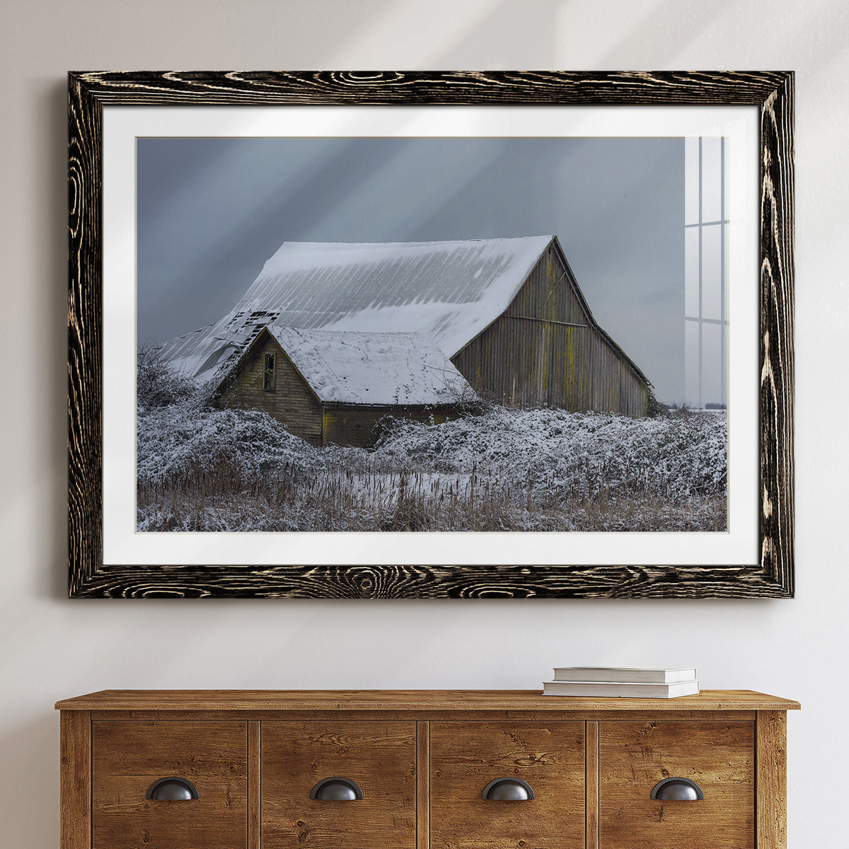 Winter Barn-Premium Framed Print - Ready to Hang