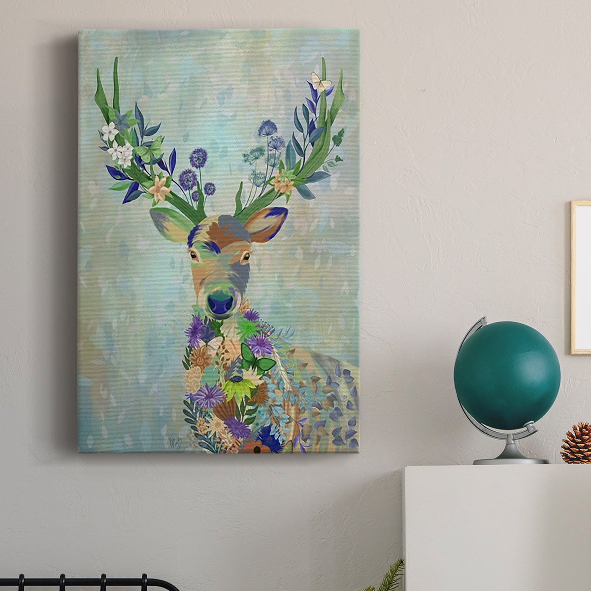 Fantastic Florals Deer, Portrait Premium Gallery Wrapped Canvas - Ready to Hang