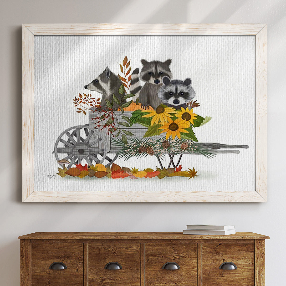 Raccoon Wheelbarrow-Premium Framed Canvas - Ready to Hang