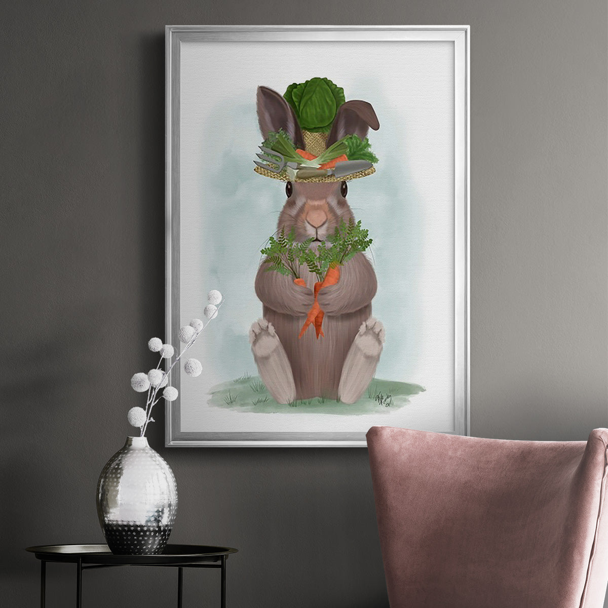 Rabbit Carrot Hat Premium Framed Print - Ready to Hang