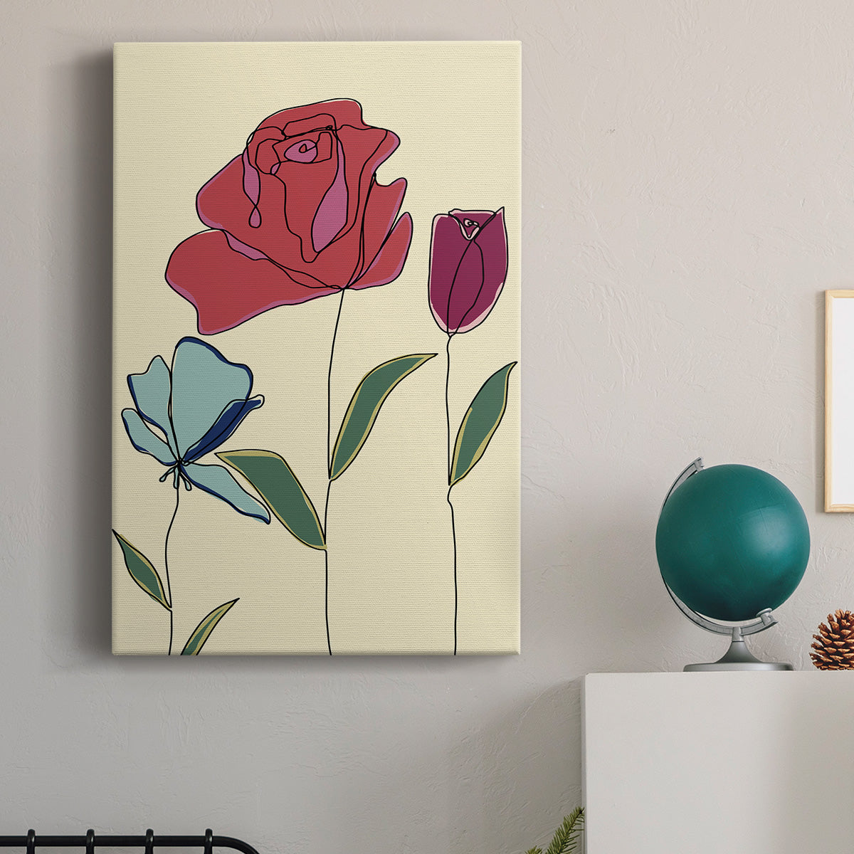 Colored Floral I Premium Gallery Wrapped Canvas - Ready to Hang