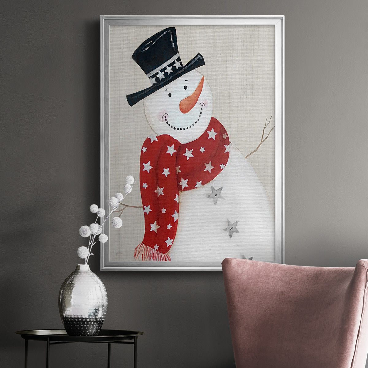 Festive Snowman I Premium Framed Print - Ready to Hang